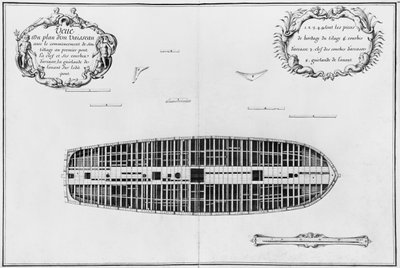 Plan des ersten Decks eines Schiffes, Illustration aus dem 